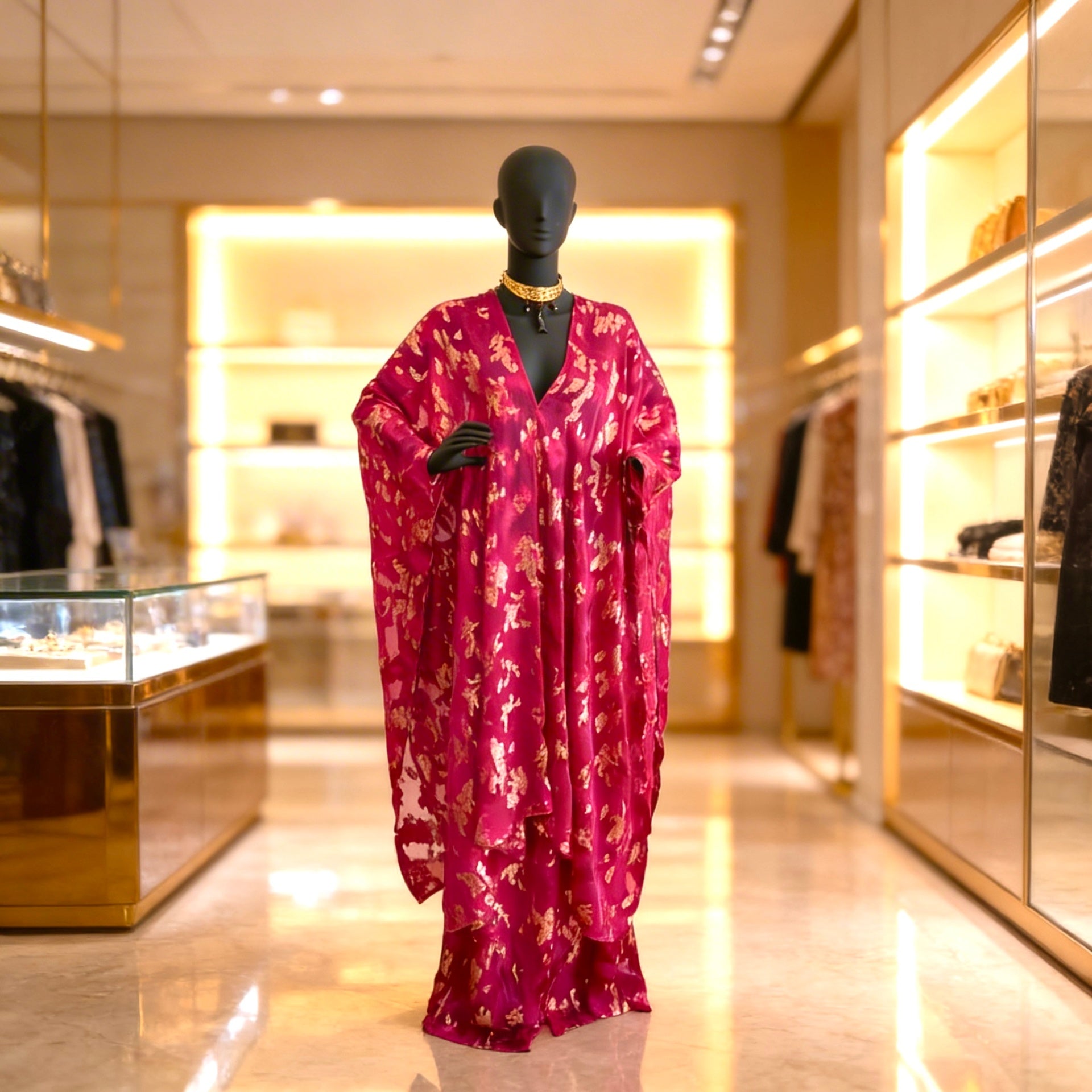 Fuchsia Jeweled Kaftan Set