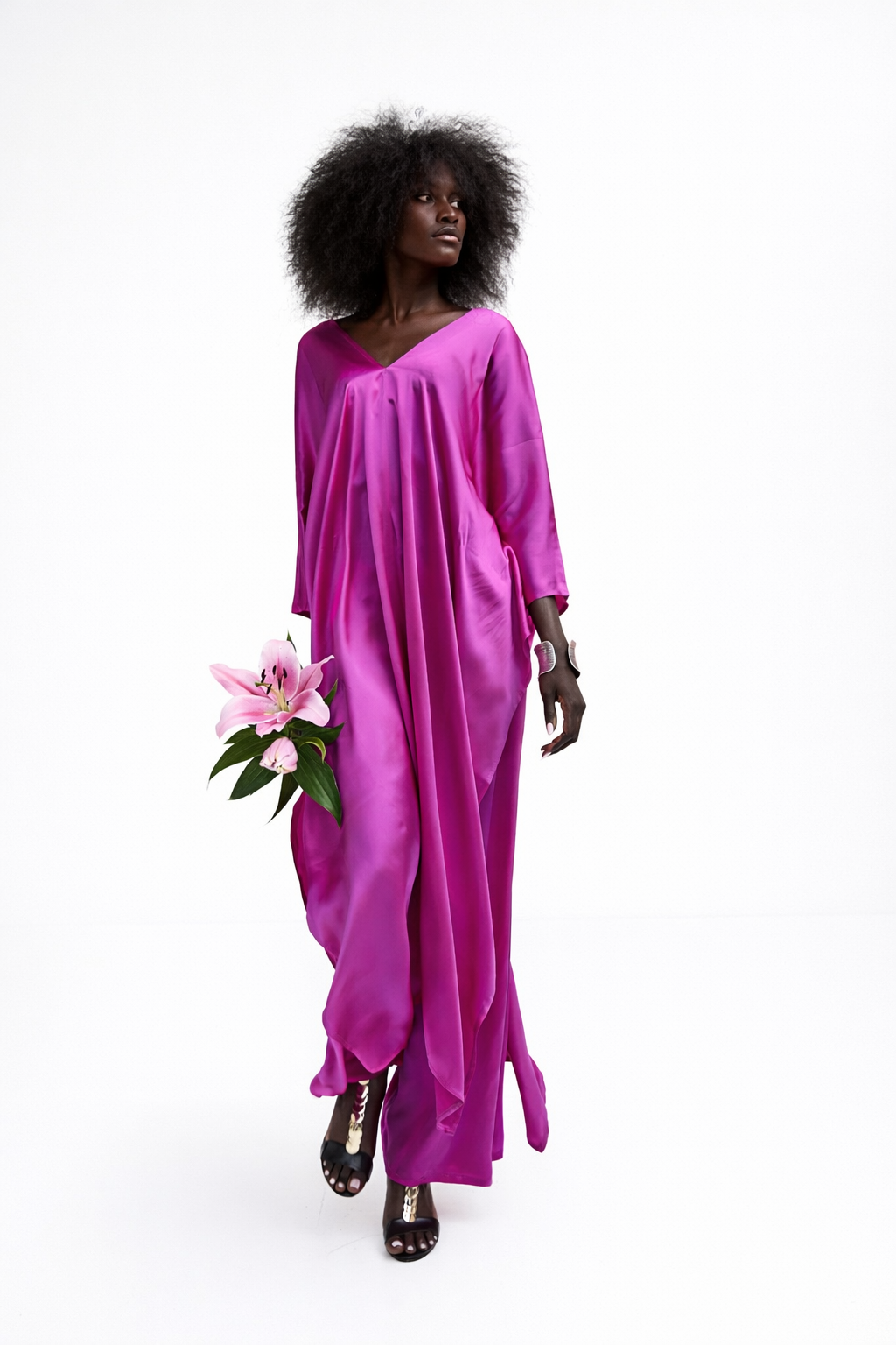 Pink Sapphire Silk Kaftan Set